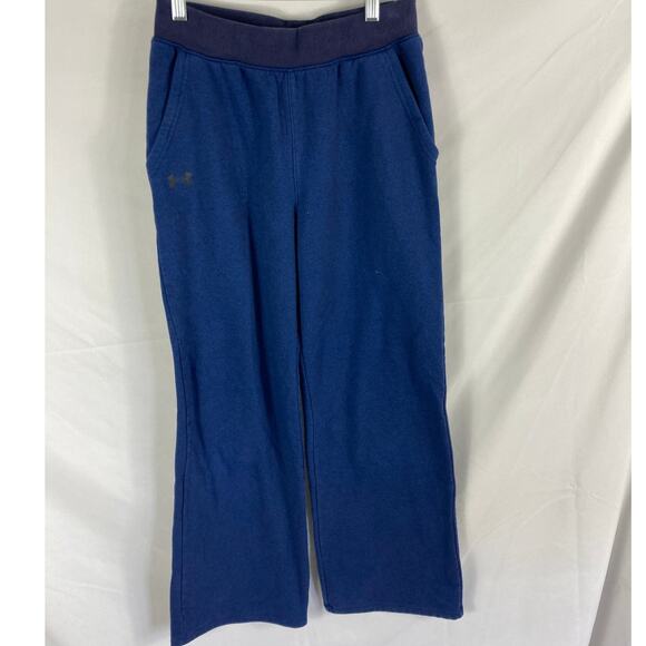 Under Armour Loose Dark Blue Wide Leg Fleece Sweatpants Size Small - Picture 1 of 3